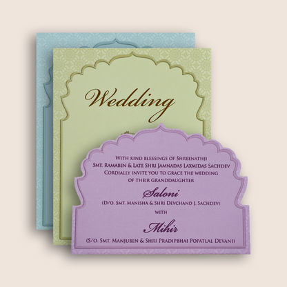 Pink Peacock Door Style Wedding Card - KPR07210