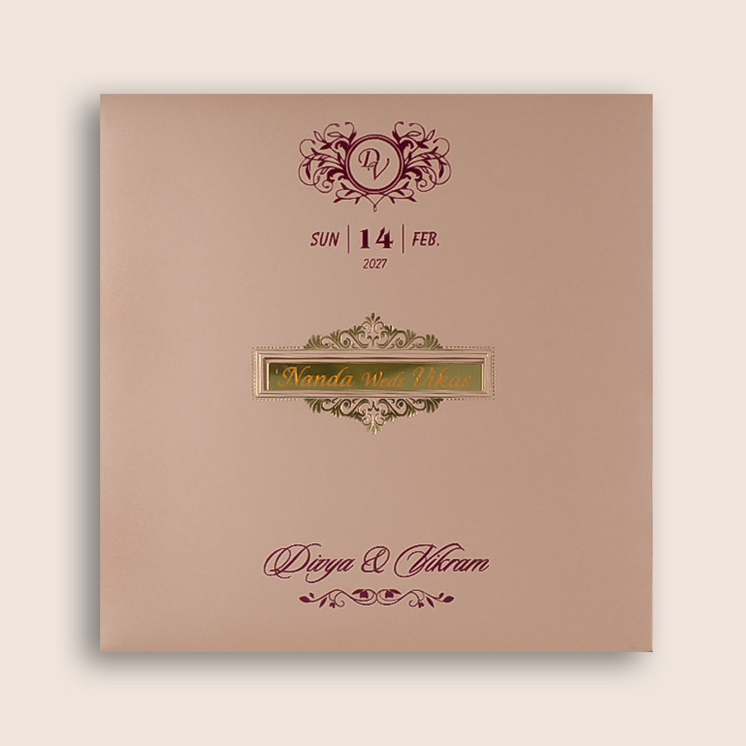 Pink Padded Floral Wedding Card - KNPO5573P