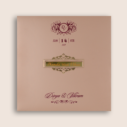 Pink Padded Floral Wedding Card - KNPO5573P