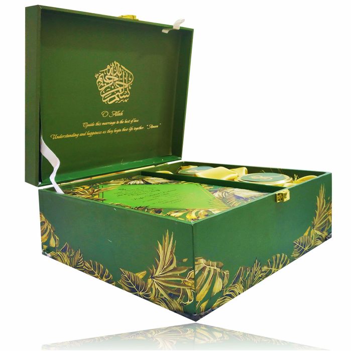 Green Ultra Premium Muslim Invitation In Leaf Design-King of Cards