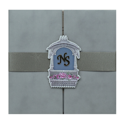 Blue Padded Floral Wedding Card-KRC31480