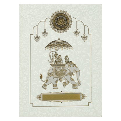 White Elephant Procession Padded Wedding Card-KRE28120