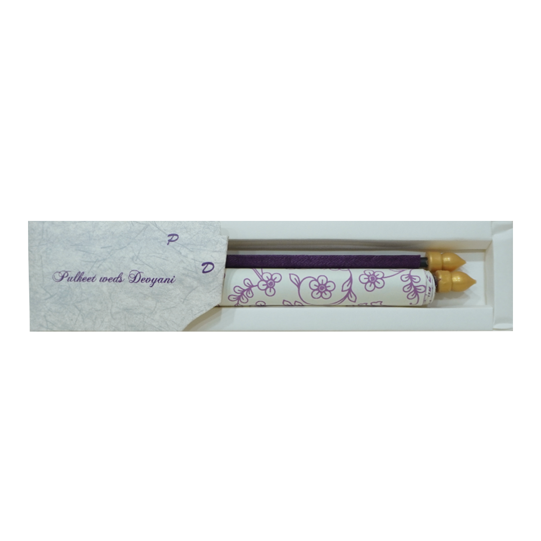 Purple Scroll Wedding Card Box Set - KJTS1848
