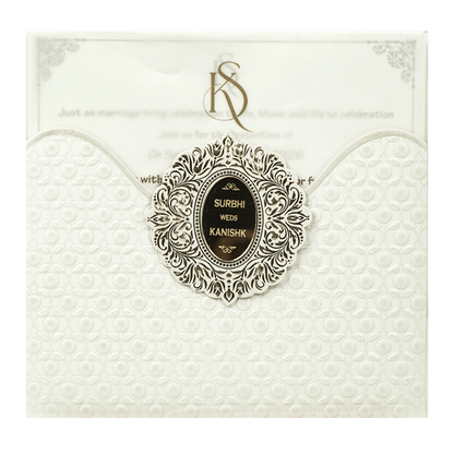 White Scallop Floral Wedding Card-KSI65140