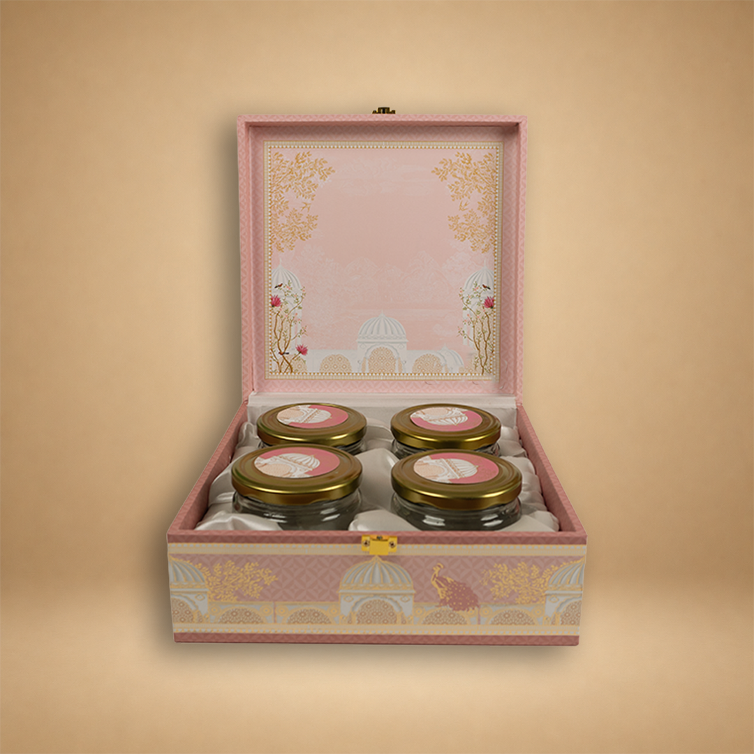 Elegant Pink Floral Jharoka Luxury Sweet Jar Box - KBX27019