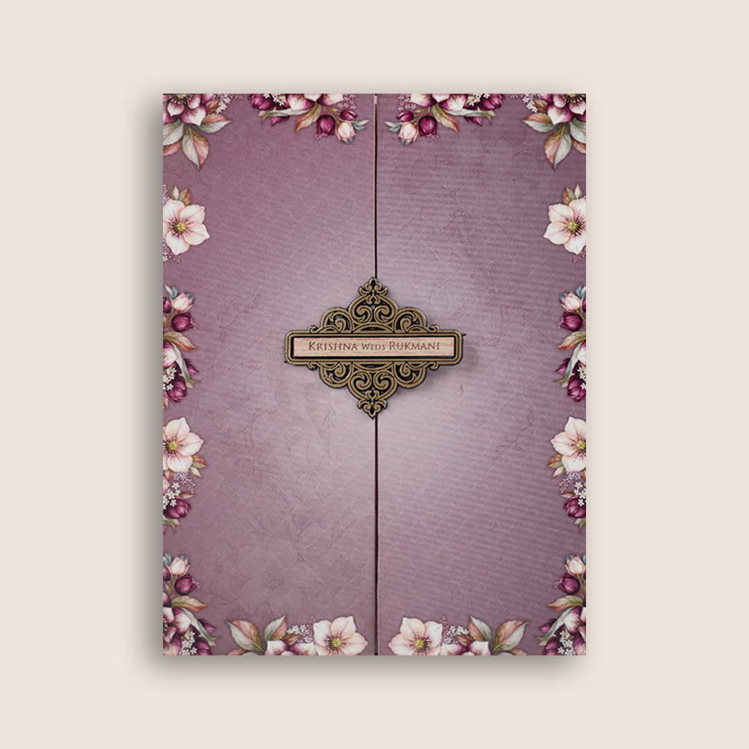 Pastel Pink Floral Door Style Invitation Card - KJTS1951