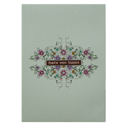 Green Padded Floral Wedding Card-KRC31510