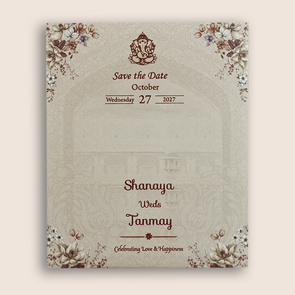 Beige Floral Arch Door Style Invitation Card - KVN06960