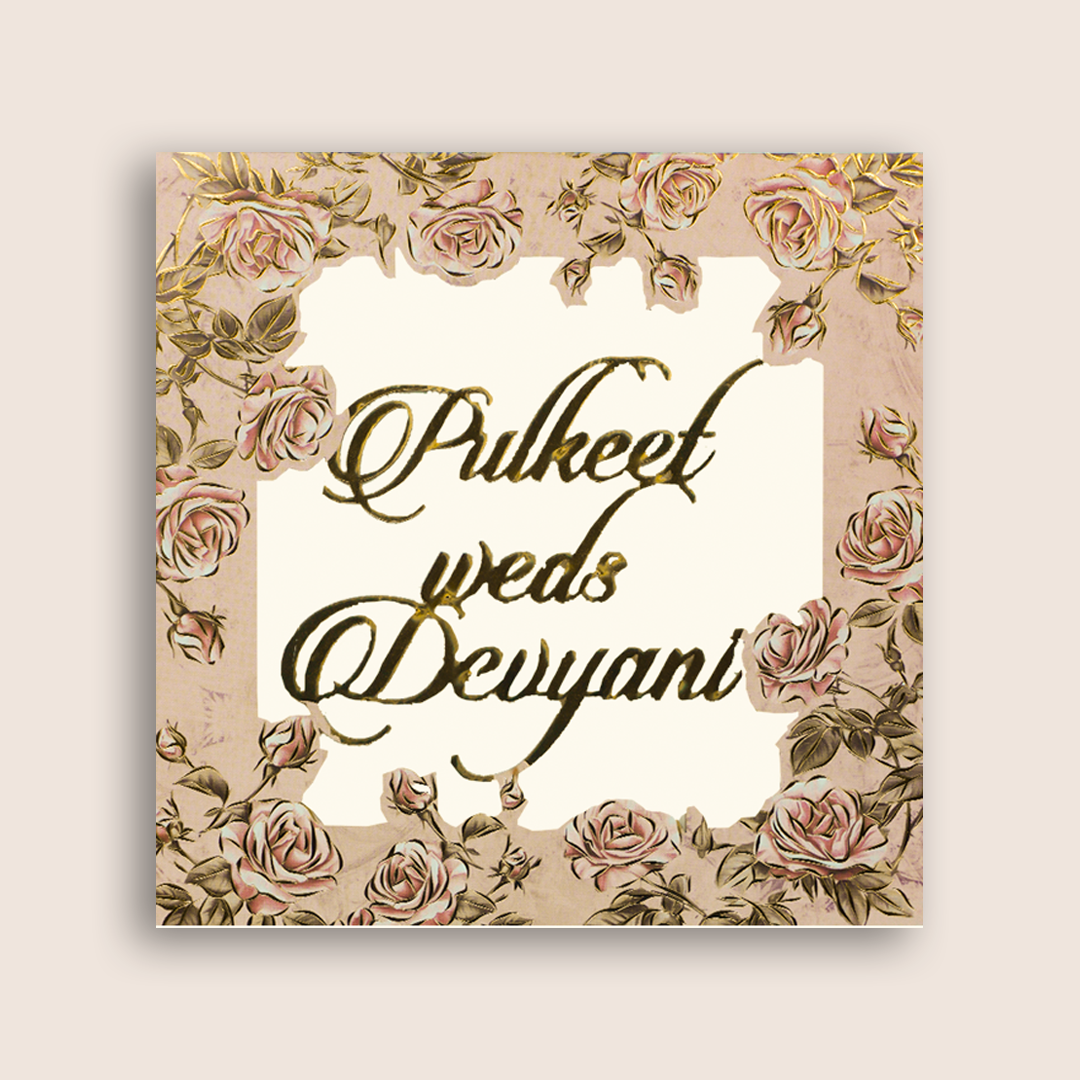 Pastel Pink MDF Laser Cut Wedding Invitation Card -KJTS1808