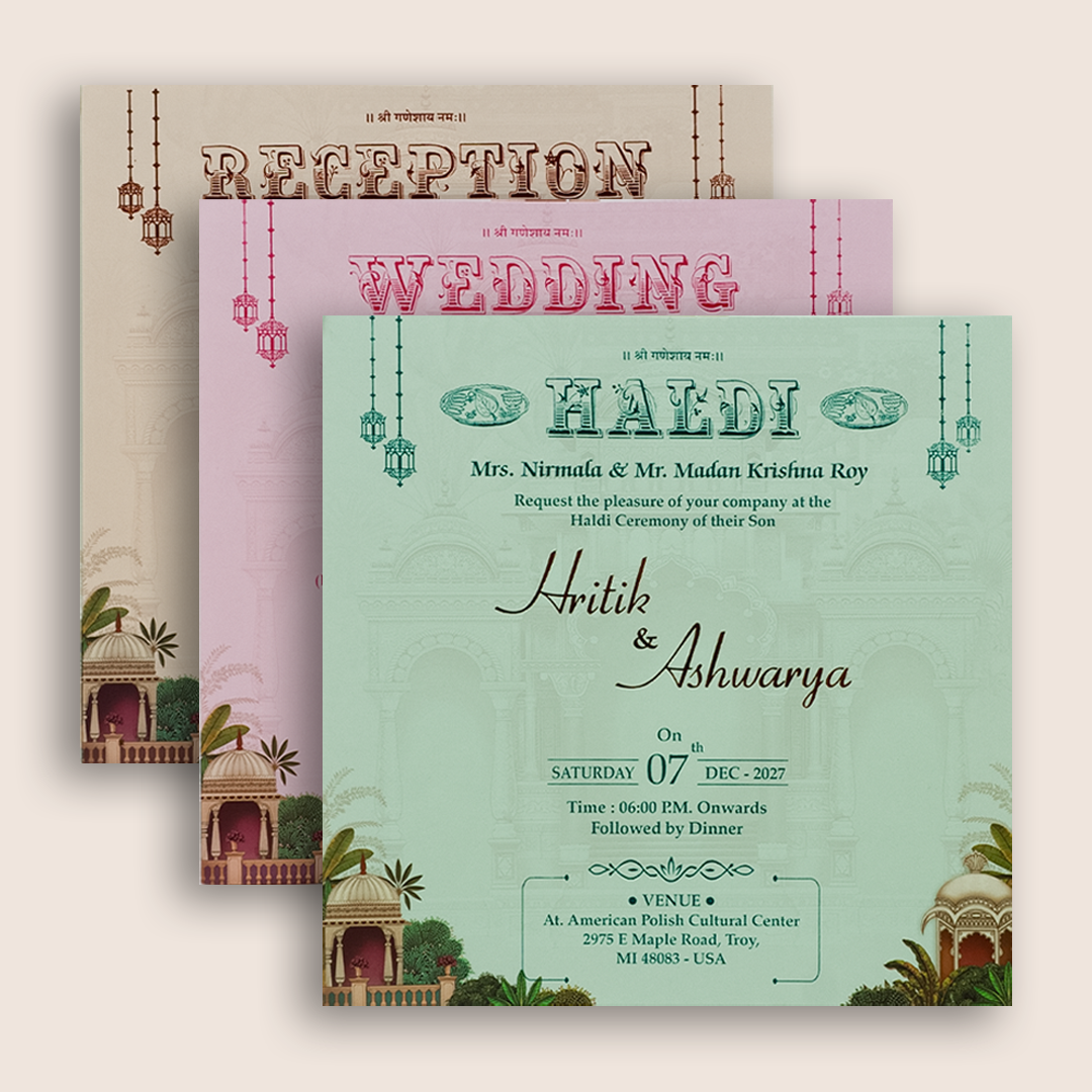 Beige Elephant Padded Marriage Card - KSH18630