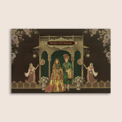 Brown Royal Bride Groom Wedding Invitation Card - KJTS1826
