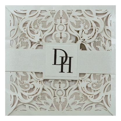 White Floral Laser Cut Invitation Card-KPR01010