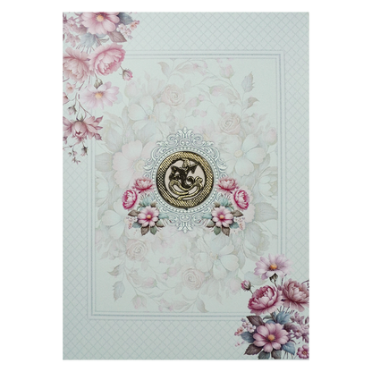 Blue Floral Patterned Wedding Card-KNEP1610