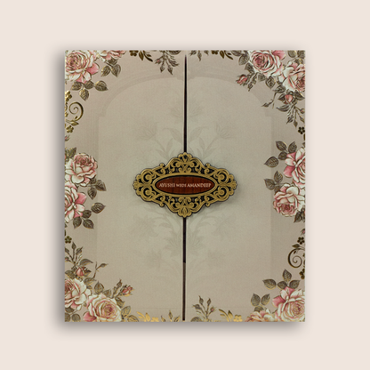 Pale Pink Door Style Padded Invitation Card - KVN07990