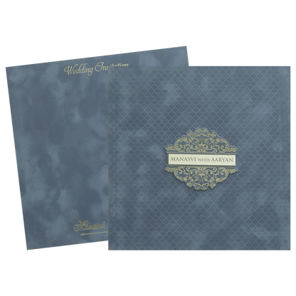 Grey Padded Wedding Invitation Card - KMMWD1153
