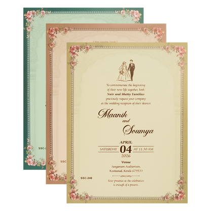 Pink Royal Couple Palace Padded Wedding Card-KSSC2480