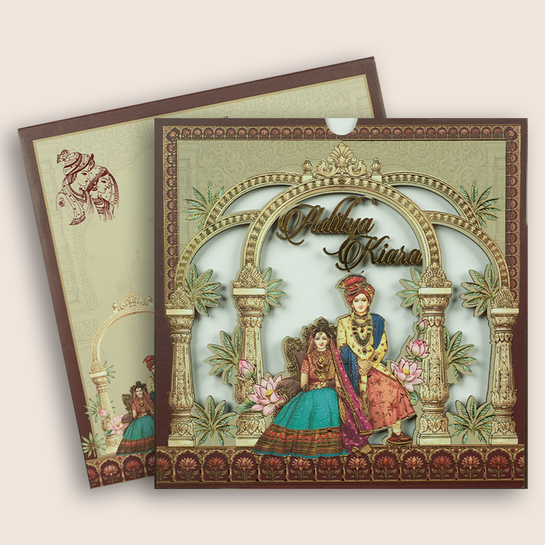 Brown Bride Groom Laser Cut Invitation Card - KFR17100