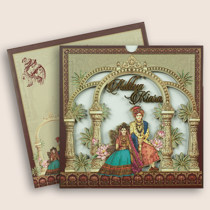 Brown Bride Groom Laser Cut Invitation Card - KFR17100