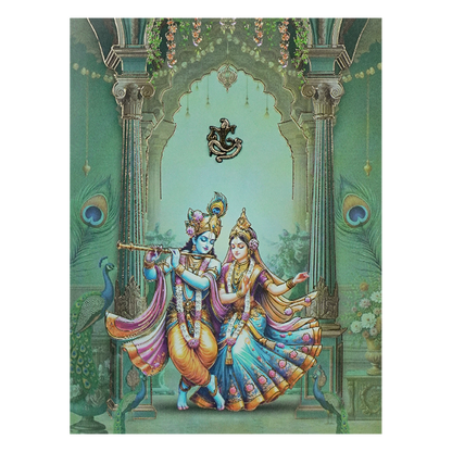 Green Radha Krishna Elegant Wedding Card - KNTY6816