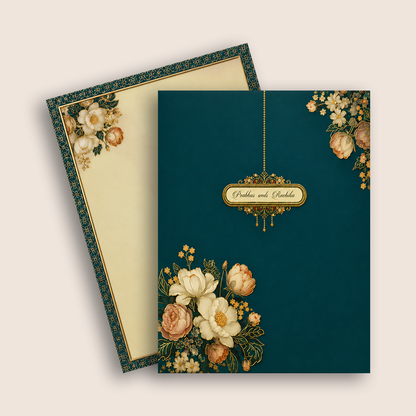 Blue Floral Wedding Invitaion Card - KAA05050