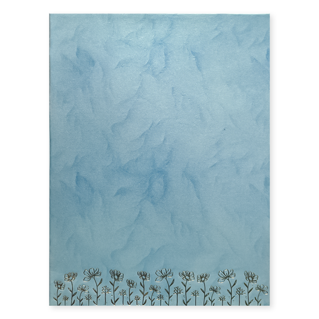 Blue Floral Single Sheet Wedding Card-KNPD1495