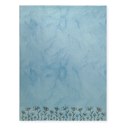 Blue Floral Single Sheet Wedding Card-KNPD1495
