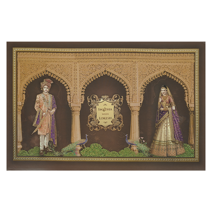 Check out Brown Palace Arch Padded Wedding Card at best price.WhatsApp Support|Express Delivery.