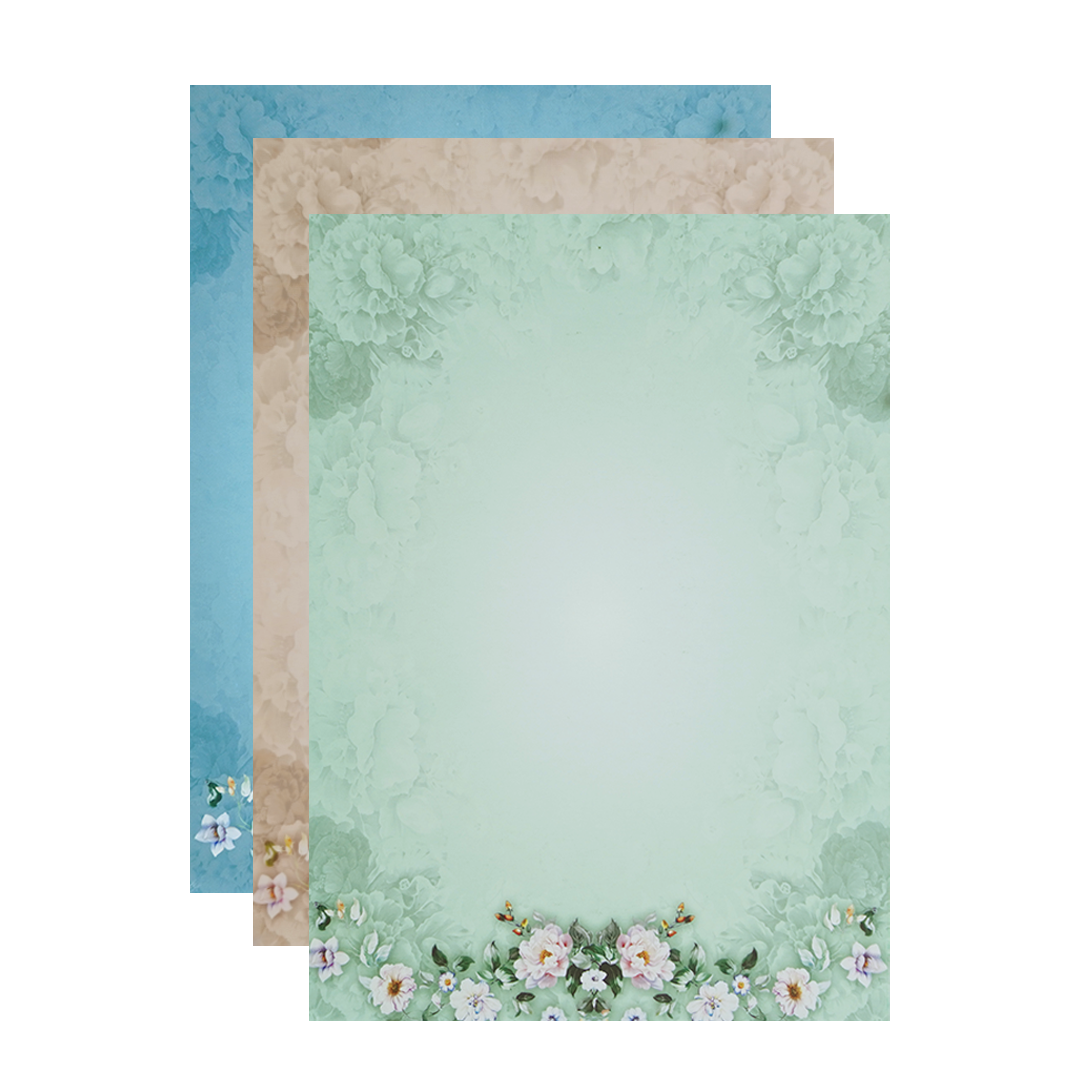 Blue Gold Laser-Cut Floral Wedding Card - KNOR5202