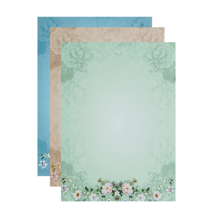 Blue Gold Laser-Cut Floral Wedding Card - KNOR5202