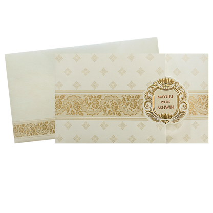 Ivory Gold Regal Wedding Card-KPR06420