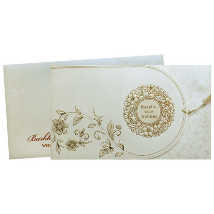 Ivory Gold Floral Mandala Wedding Invitation Card-KPR06400