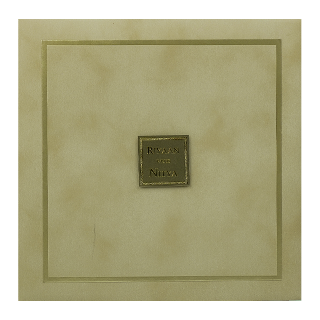 Beige Padded Classic Wedding Card - KRC31500