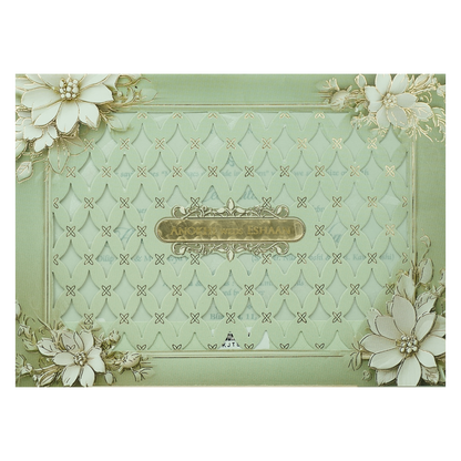 Mint Green Floral Laser Cut Padded Wedding Card-KJTS3680