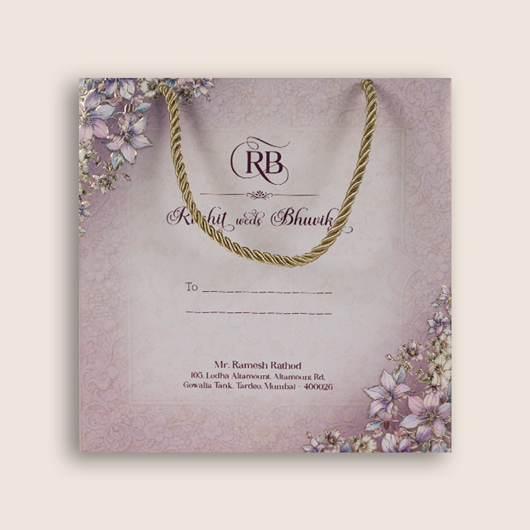 Lavender Floral Arch Royal Wedding Invitation Box - KSI33260