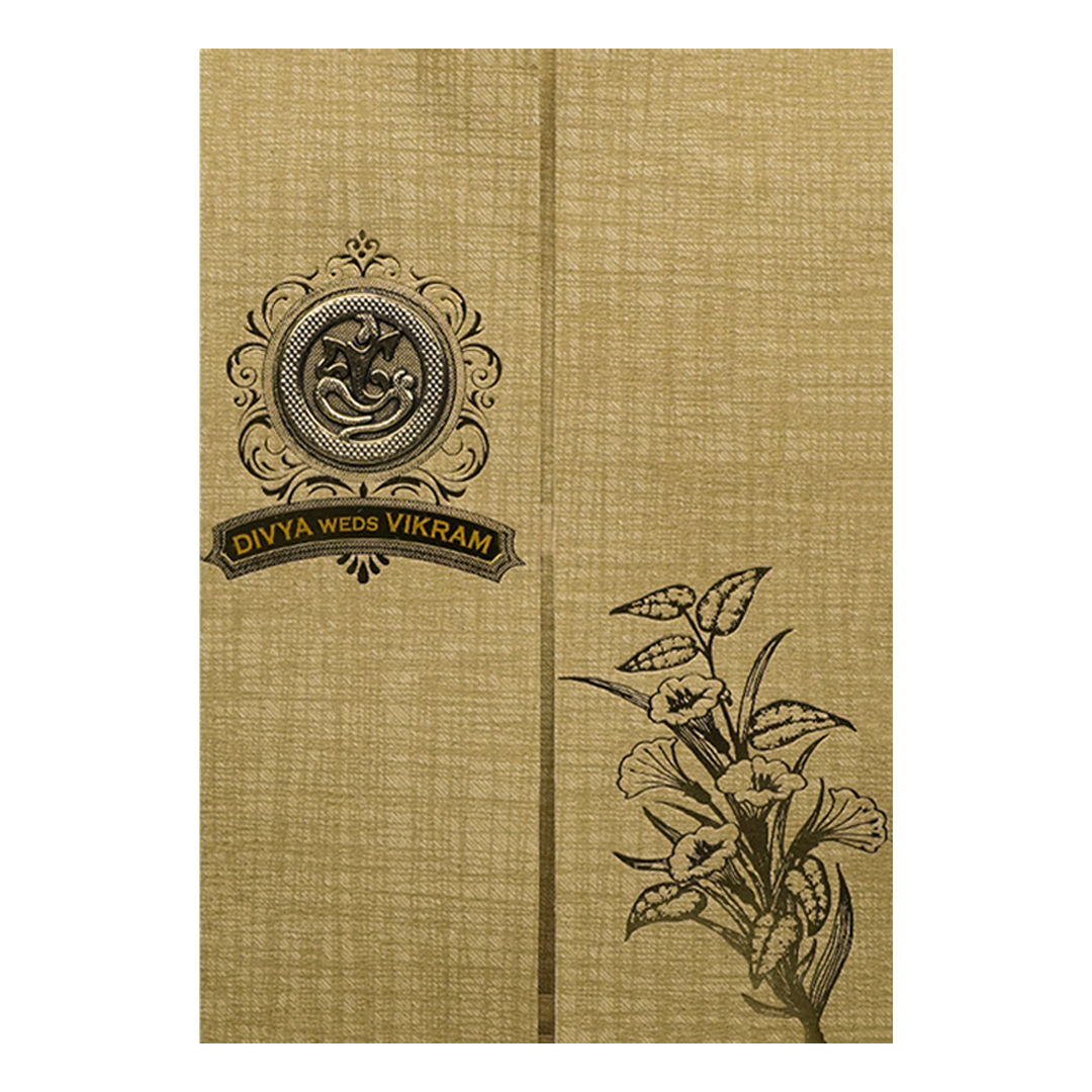 Gold Door Style Floral Wedding Card-KNCM47BR