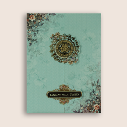 Blue Floral Door Style Wedding Invitation Card - KSH73430