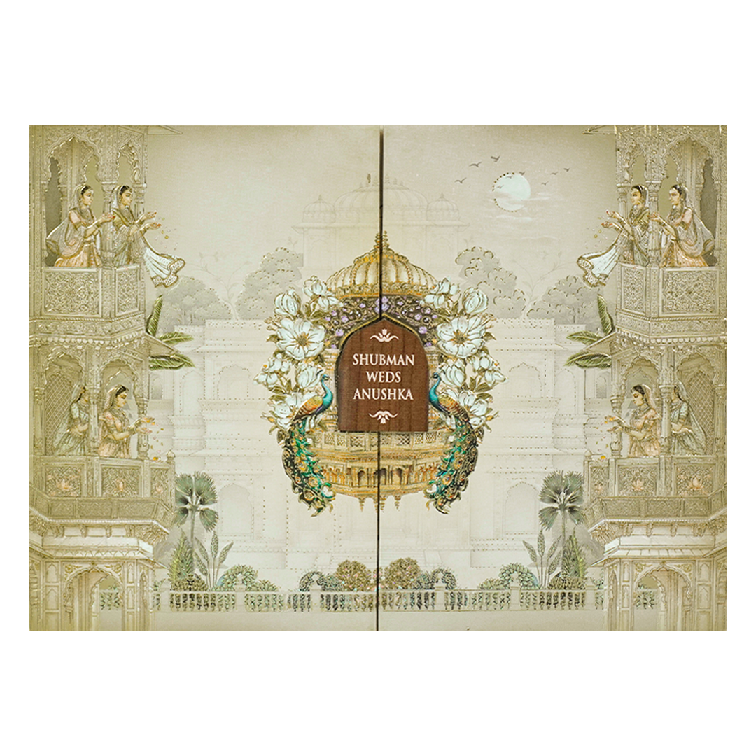 Royal Cream Ivory Padded Wedding Card-KRB09240