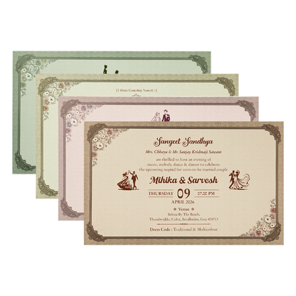 Grey Pastel Floral Padded Wedding Card-KSSC2440
