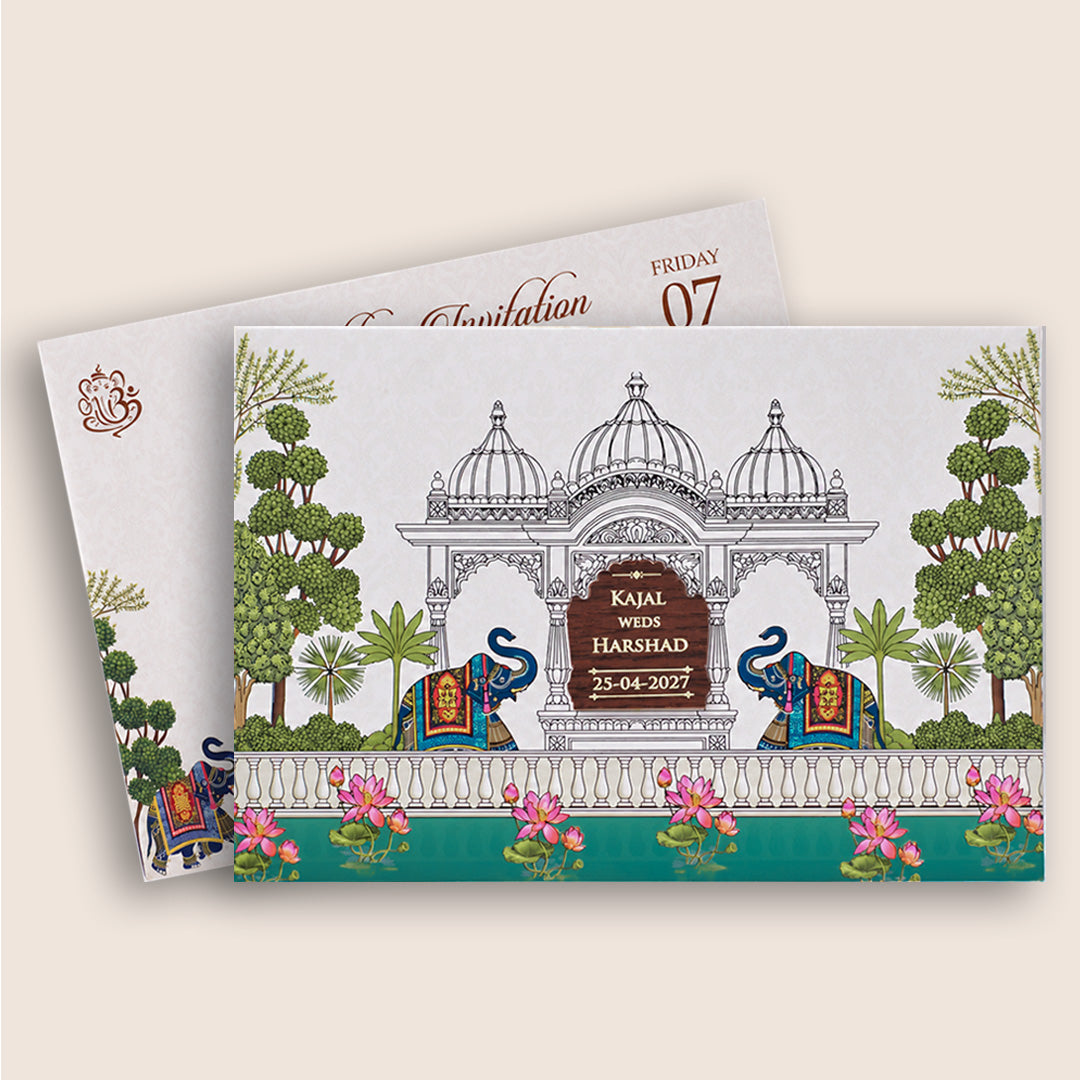 White Elephant Palace Padded Wedding Invitation - KSH18330