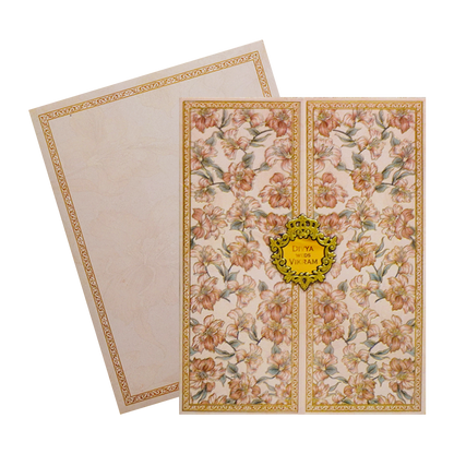Peach Hibiscus Floral Door Invitation-King of Cards