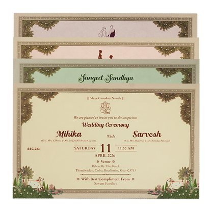 Brown Krishna Radha Padded Wedding Card-KSSC2430