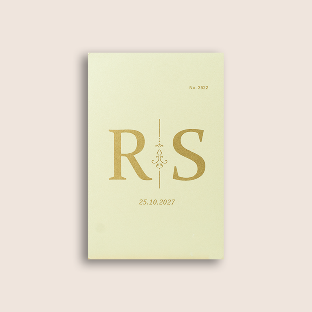 White Elegant Golden Border Invitation Card - KJP25220