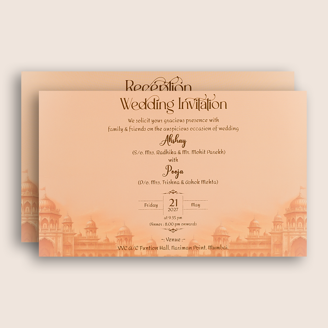 Pink Royal Bhaarat Wedding Invitation Card - KPR07080