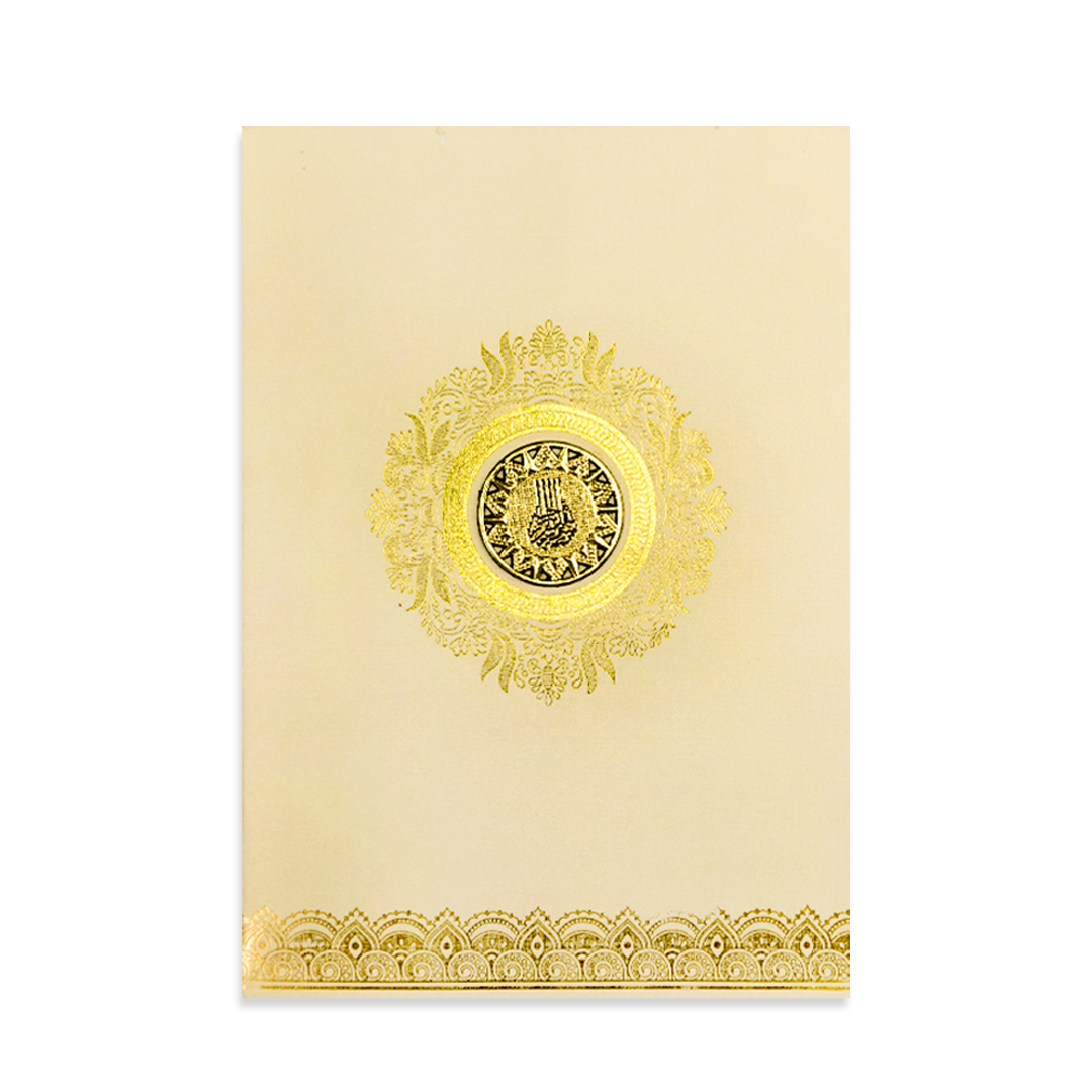 Cream Metallic Gold Foiling Wedding Card-KNCM16CGM