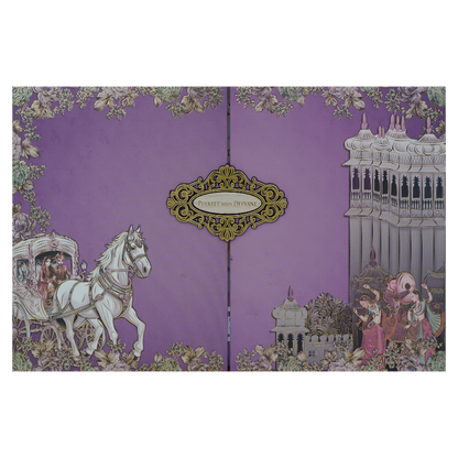 Purple Baraat Padded Wedding Card-KJTS1828