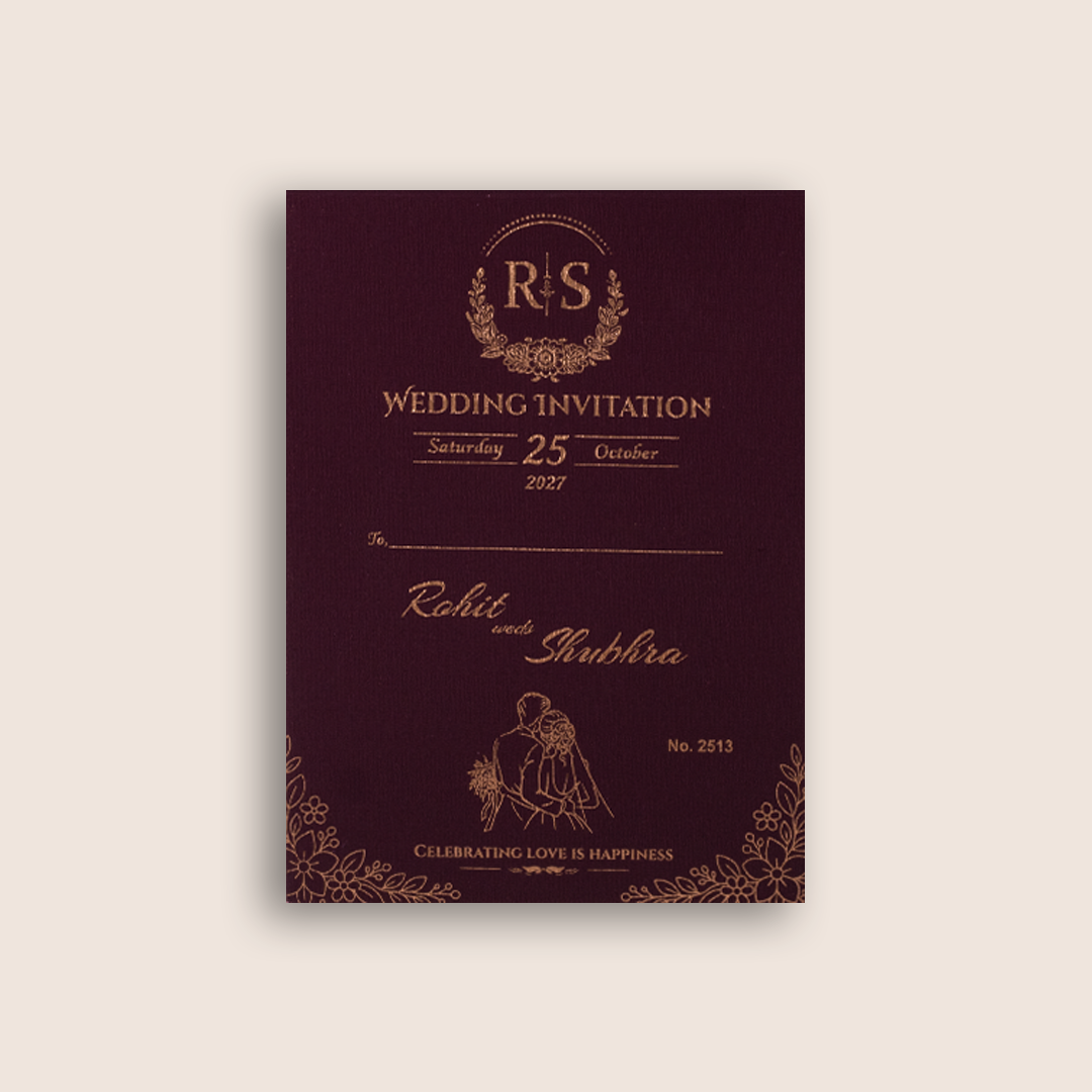 Wine Floral Laser Cut  Invitation Card - KJP25130