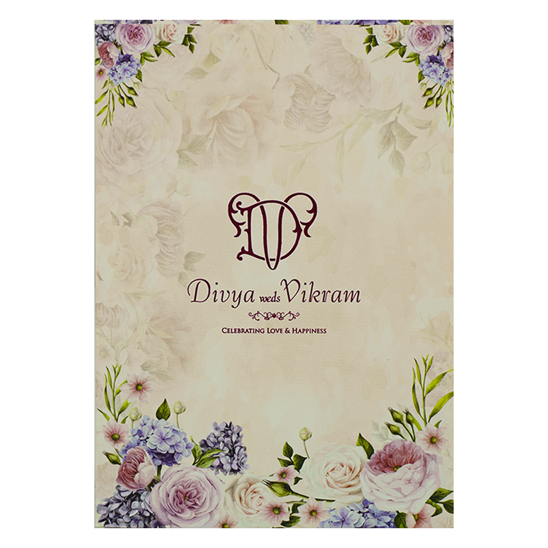 Pink Rose Floral Wedding Card-KNPP683P