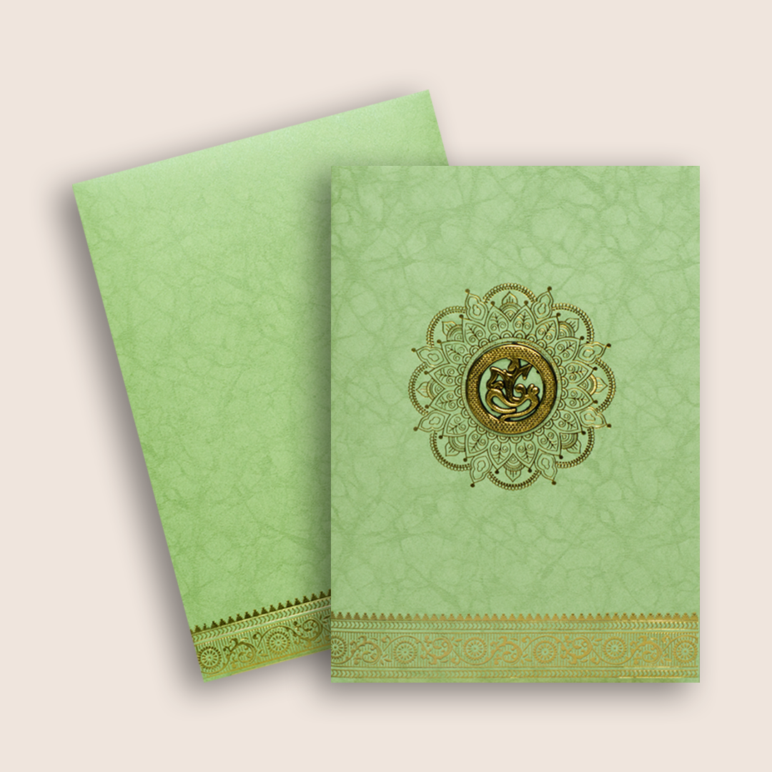 Green Floral Mandala Wedding Card - KNKR026GL