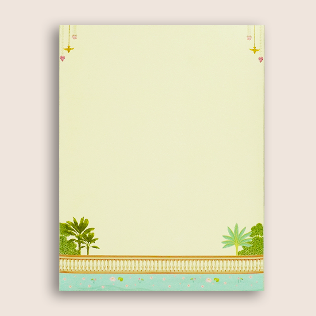Cream South Indian Temple Wedding Card - KNKC6205