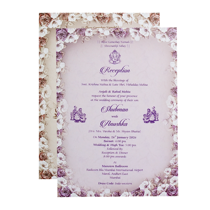 Royal Grey Embossed Gold Foil Door Style Wedding Invitation Card-KRB09040